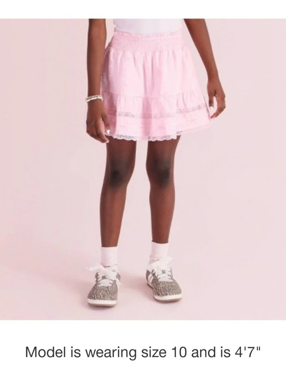 NWT LoveShackFancy Pink Eyelet Lace Tiered Mini Skirt Limited Edition 9 Coquette